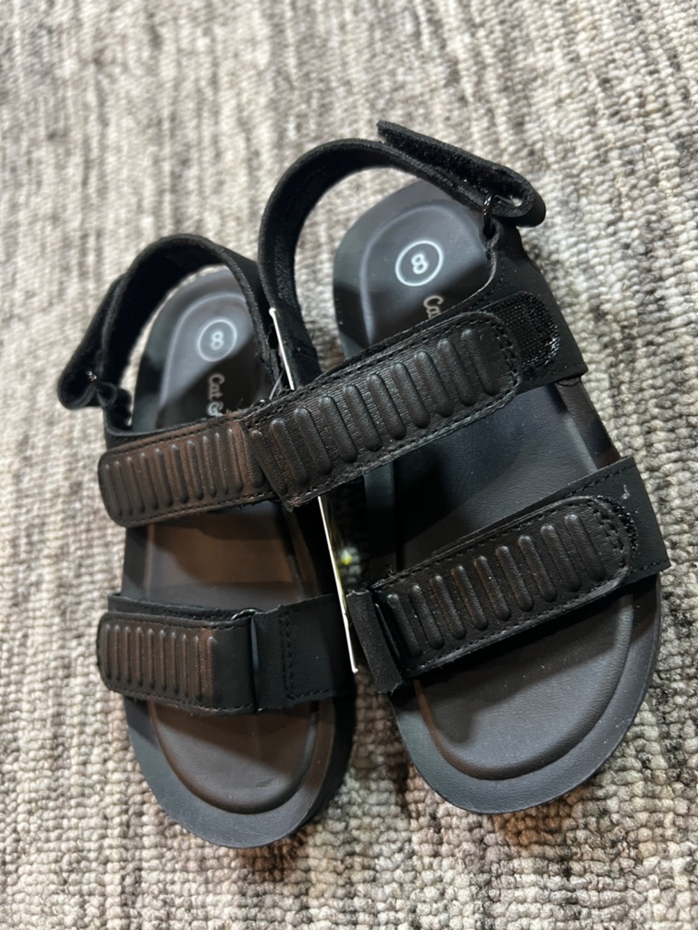 Cat & Jack - Black Adjustable Hook-and-Loop Comfort Sandals Size 8 - Picture 3 of 6